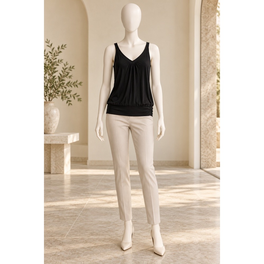 American Eagle Womens Tank Top Black Banded Hem V-Neck Racerback Size Small